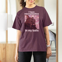 Funny Cat Meme T Shirt For Women I Have Microplastics In My Balls Dank Meme - Wonder Print Shop