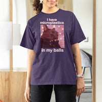 Funny Cat Meme T Shirt For Women I Have Microplastics In My Balls Dank Meme - Wonder Print Shop