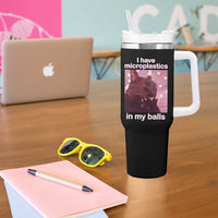 Funny Cat Meme Tumbler With Handle I Have Microplastics In My Balls Dank Meme - Wonder Print Shop