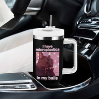 Funny Cat Meme Tumbler With Handle I Have Microplastics In My Balls Dank Meme - Wonder Print Shop