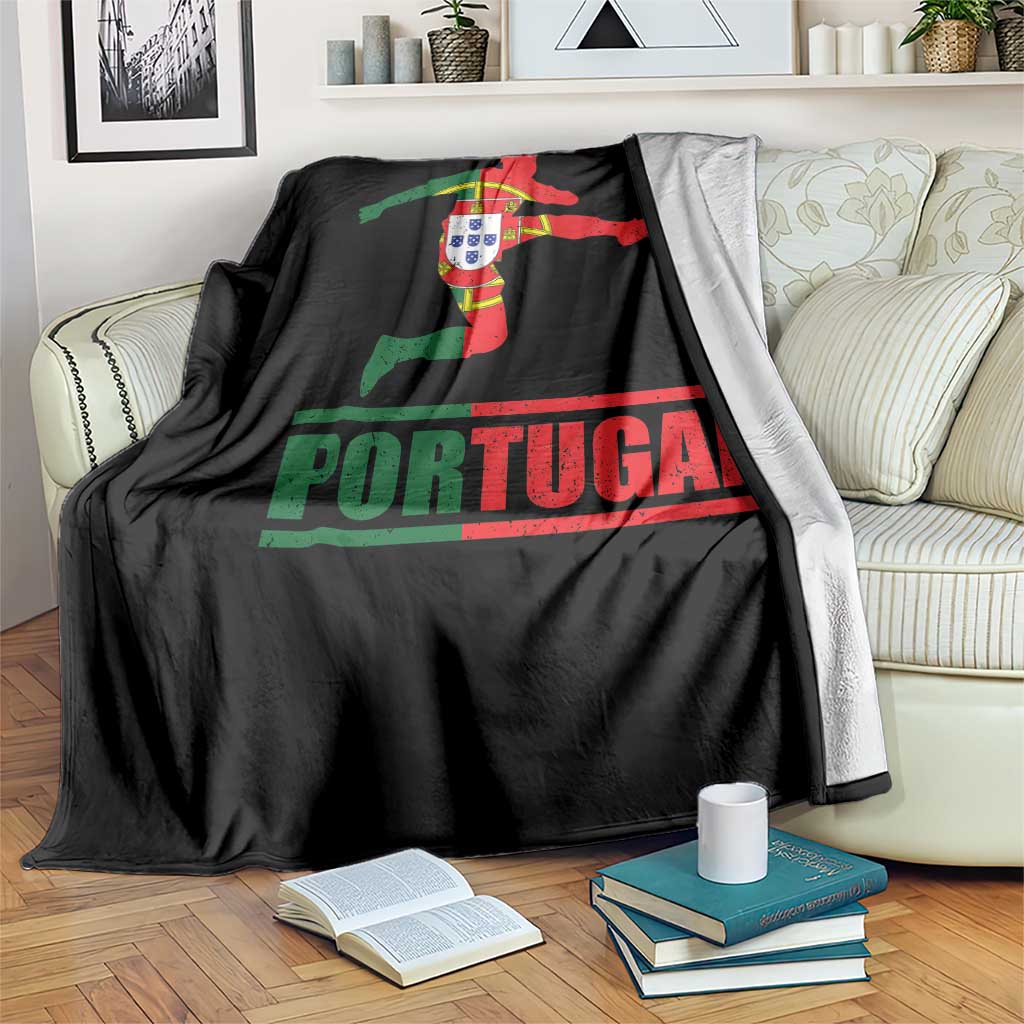 Portugal Soccer Throw Blanket Portuguese Flag Futebol Football Player - Wonder Print Shop