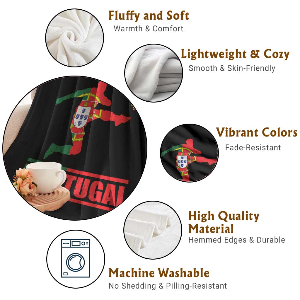 Portugal Soccer Throw Blanket Portuguese Flag Futebol Football Player - Wonder Print Shop