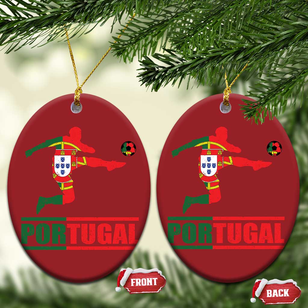 Portugal Soccer Christmas Ornament Portuguese Flag Futebol Football Player - Wonder Print Shop