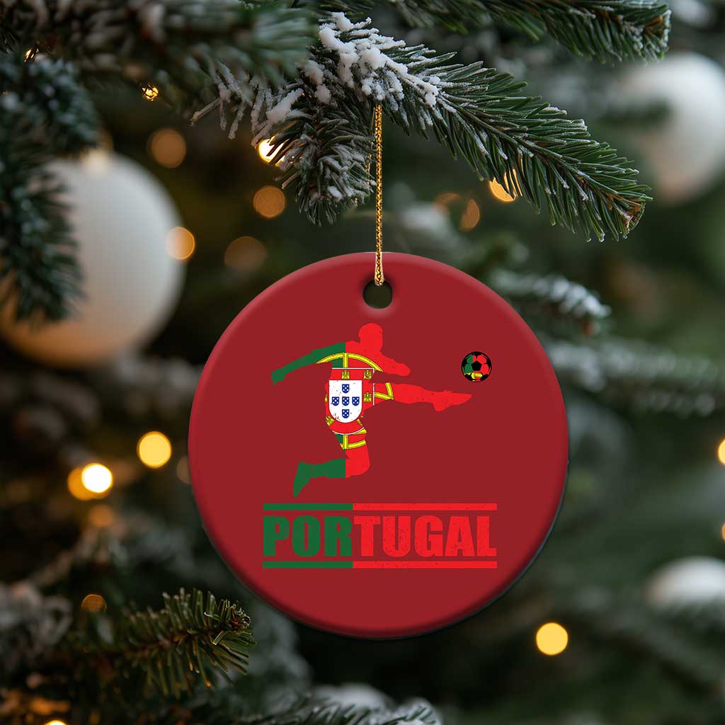 Portugal Soccer Christmas Ornament Portuguese Flag Futebol Football Player - Wonder Print Shop