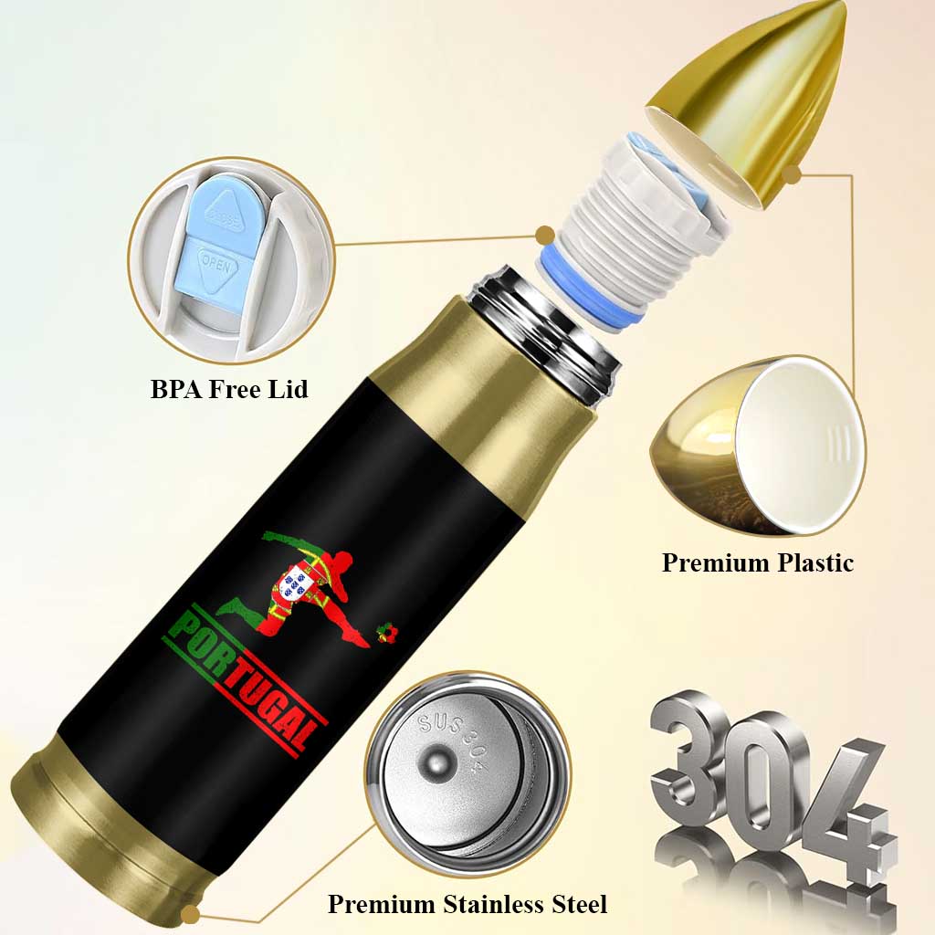 Portugal Soccer Bullet Tumbler Portuguese Flag Futebol Football Player - Wonder Print Shop