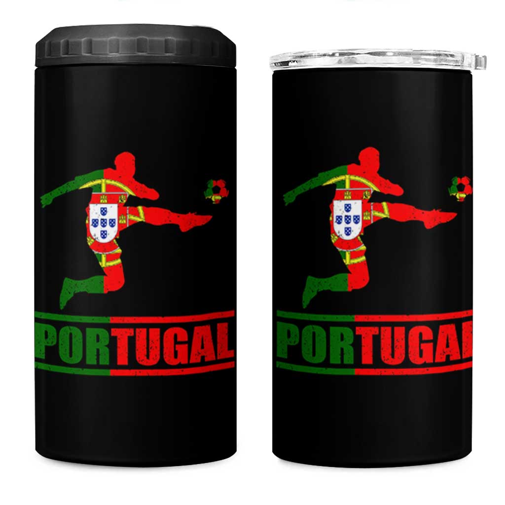 Portugal Soccer 4 in 1 Can Cooler Tumbler Portuguese Flag Futebol Football Player - Wonder Print Shop
