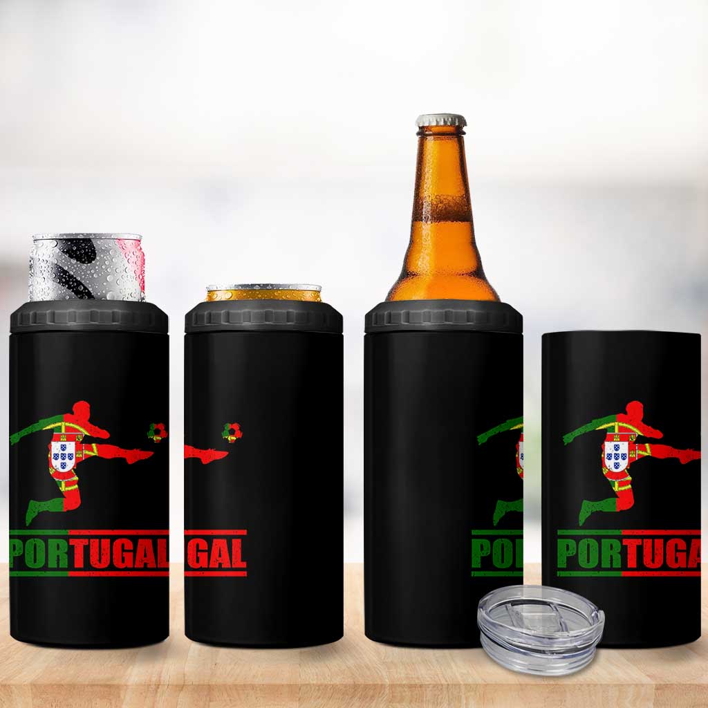 Portugal Soccer 4 in 1 Can Cooler Tumbler Portuguese Flag Futebol Football Player - Wonder Print Shop