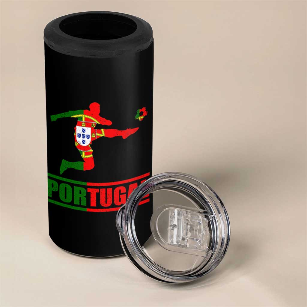 Portugal Soccer 4 in 1 Can Cooler Tumbler Portuguese Flag Futebol Football Player - Wonder Print Shop