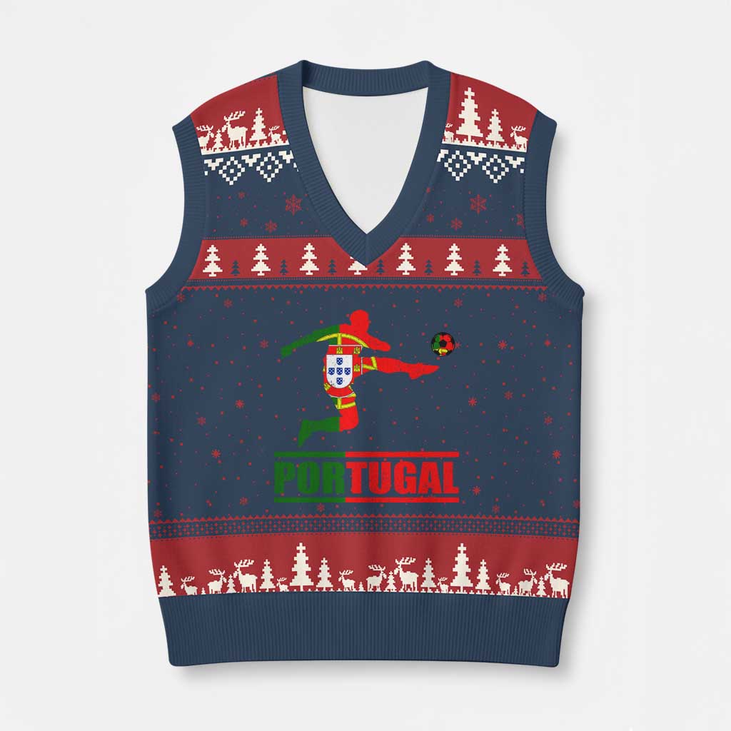 Portugal Soccer V-Neck Knit Sweater Vest Portuguese Flag Futebol Football Player - Wonder Print Shop
