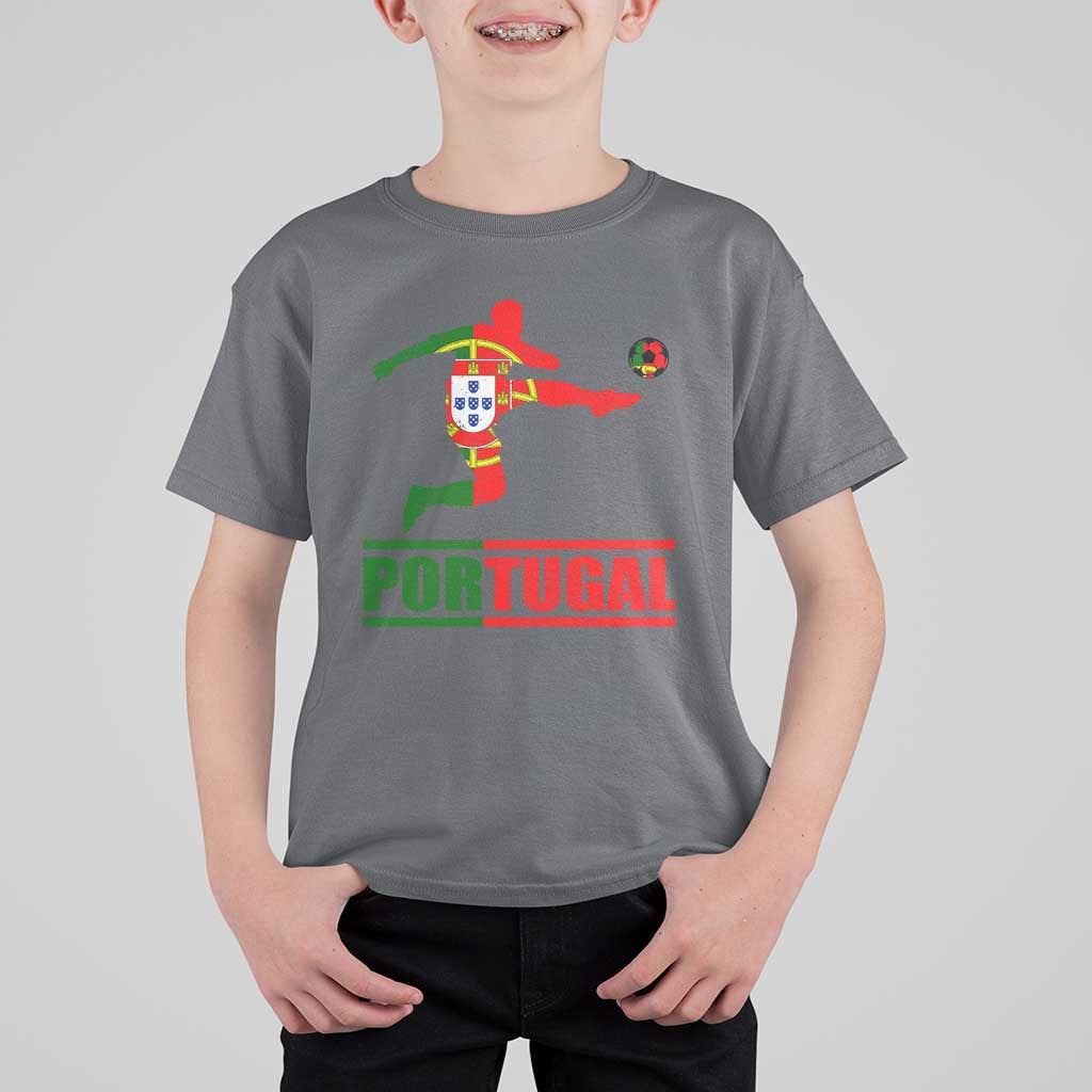 Portugal Soccer T Shirt For Kid Portuguese Flag Futebol Football Player - Wonder Print Shop