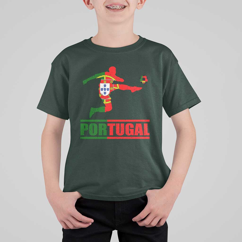 Portugal Soccer T Shirt For Kid Portuguese Flag Futebol Football Player - Wonder Print Shop