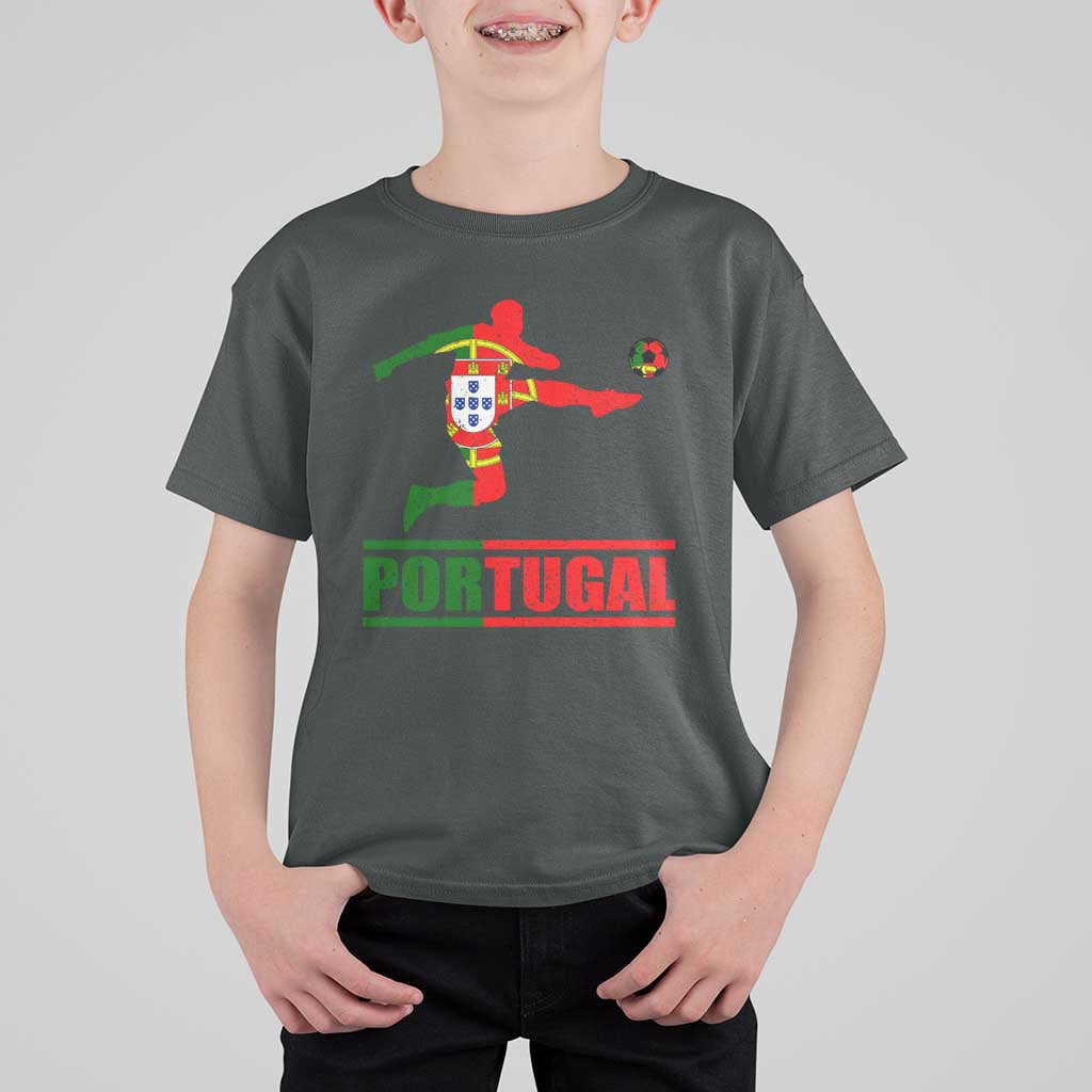Portugal Soccer T Shirt For Kid Portuguese Flag Futebol Football Player - Wonder Print Shop