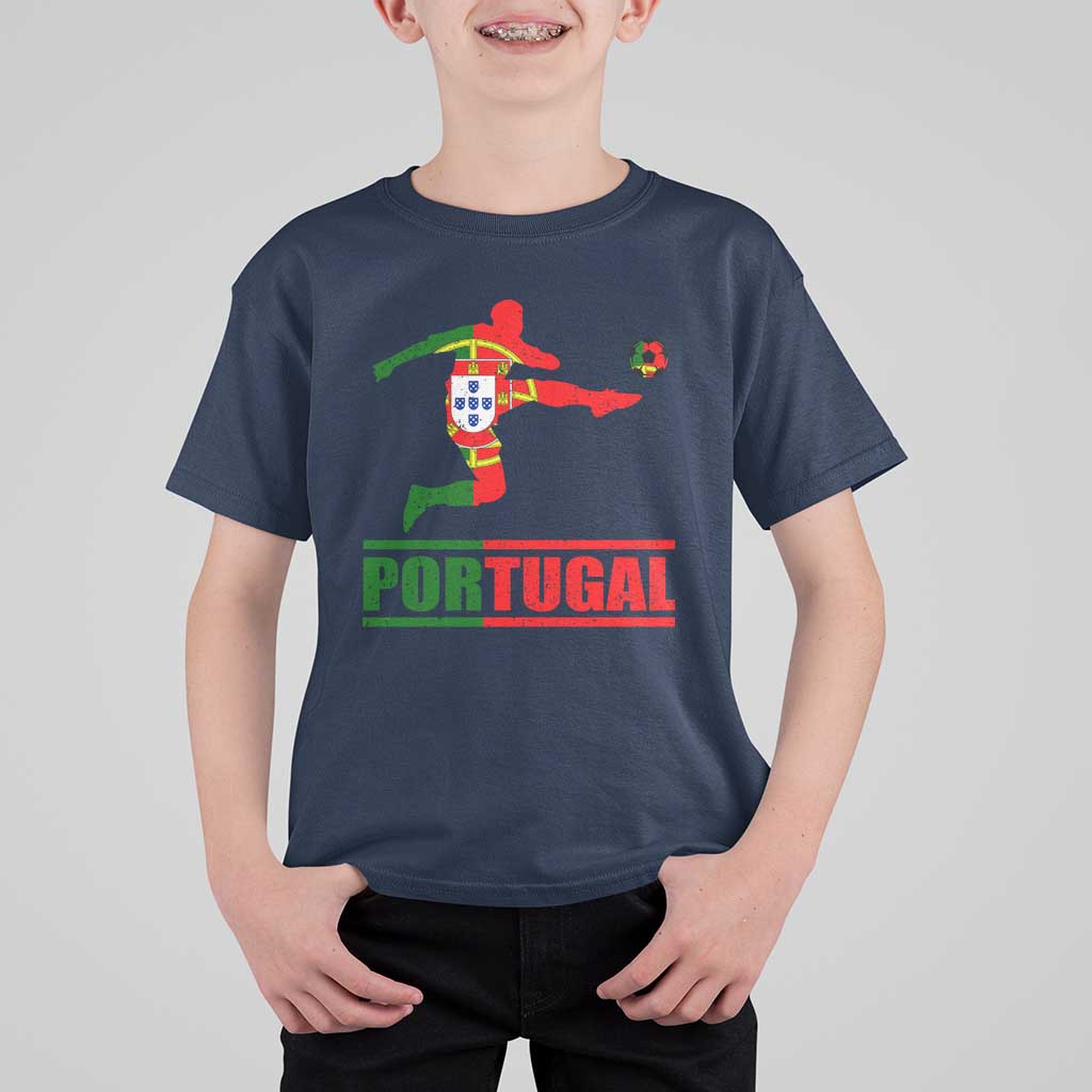Portugal Soccer T Shirt For Kid Portuguese Flag Futebol Football Player - Wonder Print Shop