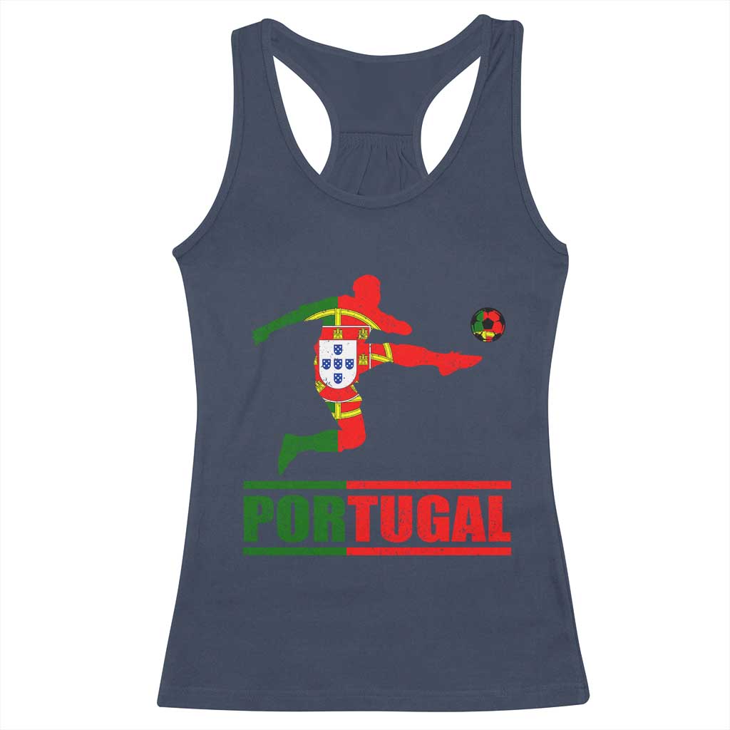 Portugal Soccer Racerback Tank Top Portuguese Flag Futebol Football Player - Wonder Print Shop