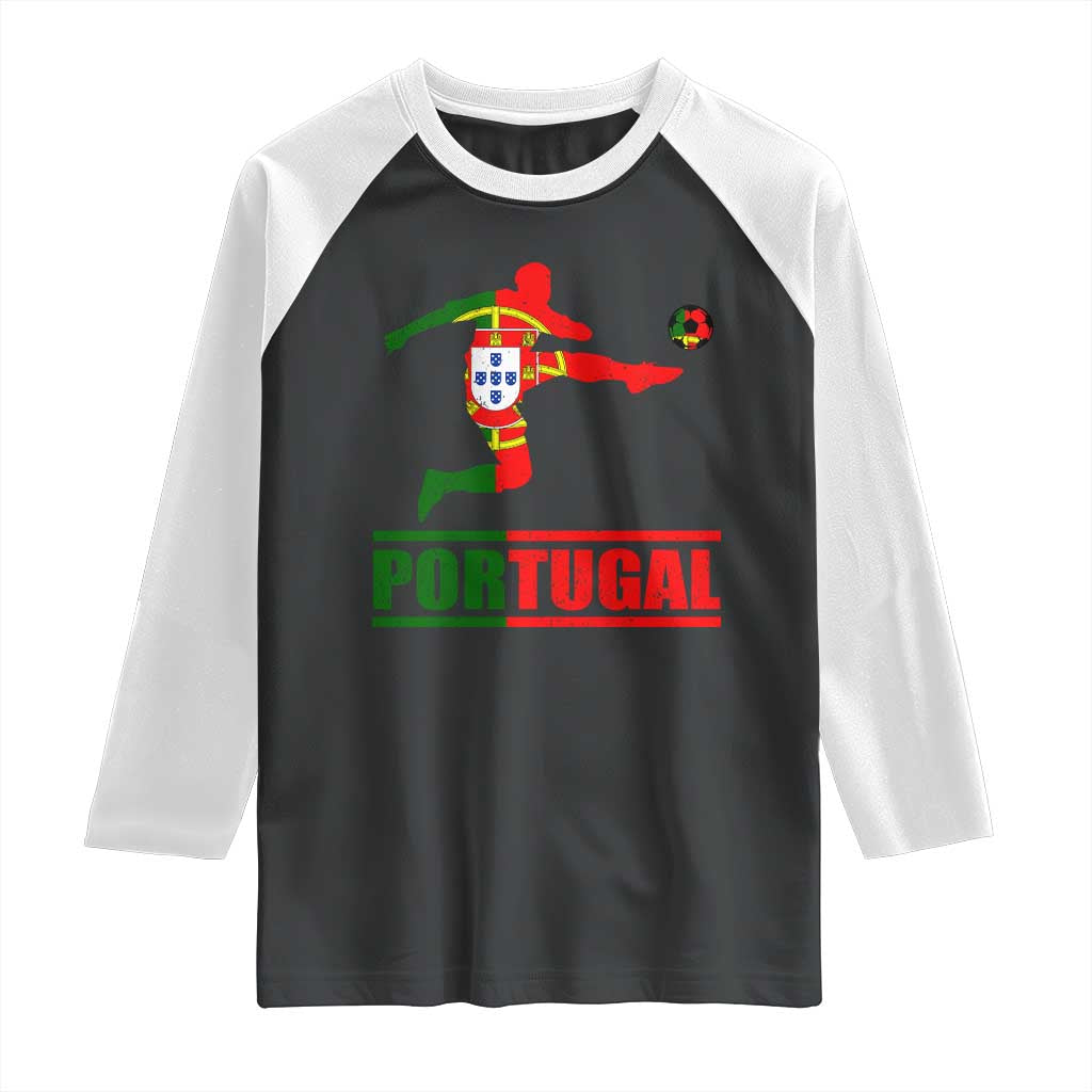 Portugal Soccer Raglan Shirt Portuguese Flag Futebol Football Player - Wonder Print Shop