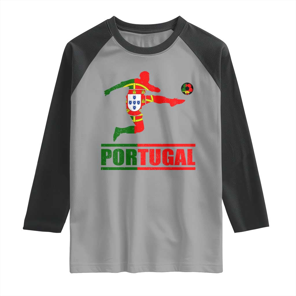 Portugal Soccer Raglan Shirt Portuguese Flag Futebol Football Player - Wonder Print Shop