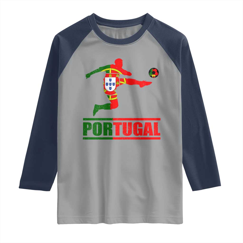 Portugal Soccer Raglan Shirt Portuguese Flag Futebol Football Player - Wonder Print Shop