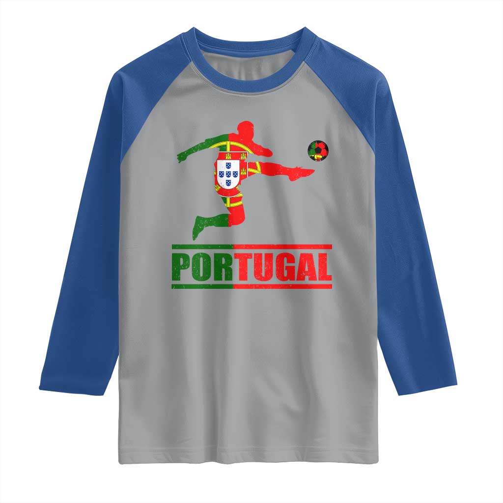 Portugal Soccer Raglan Shirt Portuguese Flag Futebol Football Player - Wonder Print Shop
