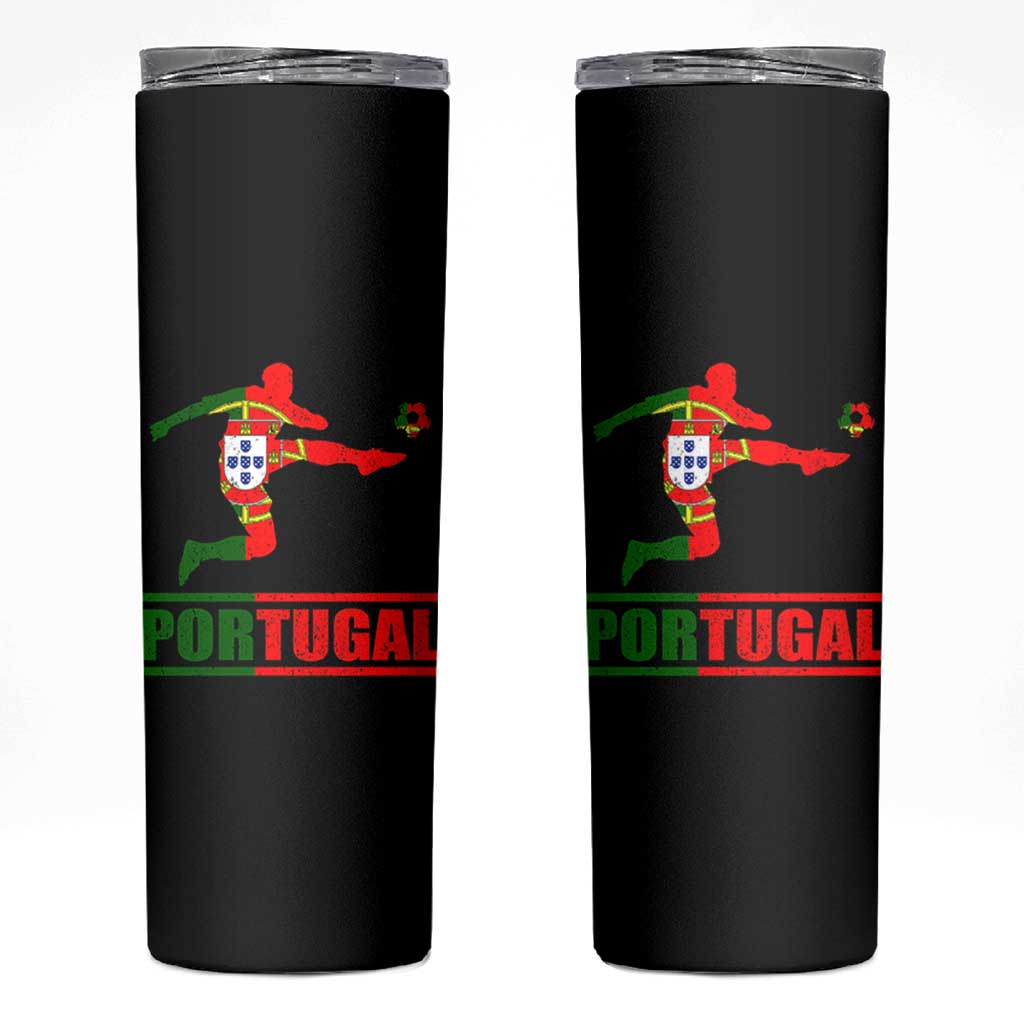 Portugal Soccer Skinny Tumbler Portuguese Flag Futebol Football Player - Wonder Print Shop