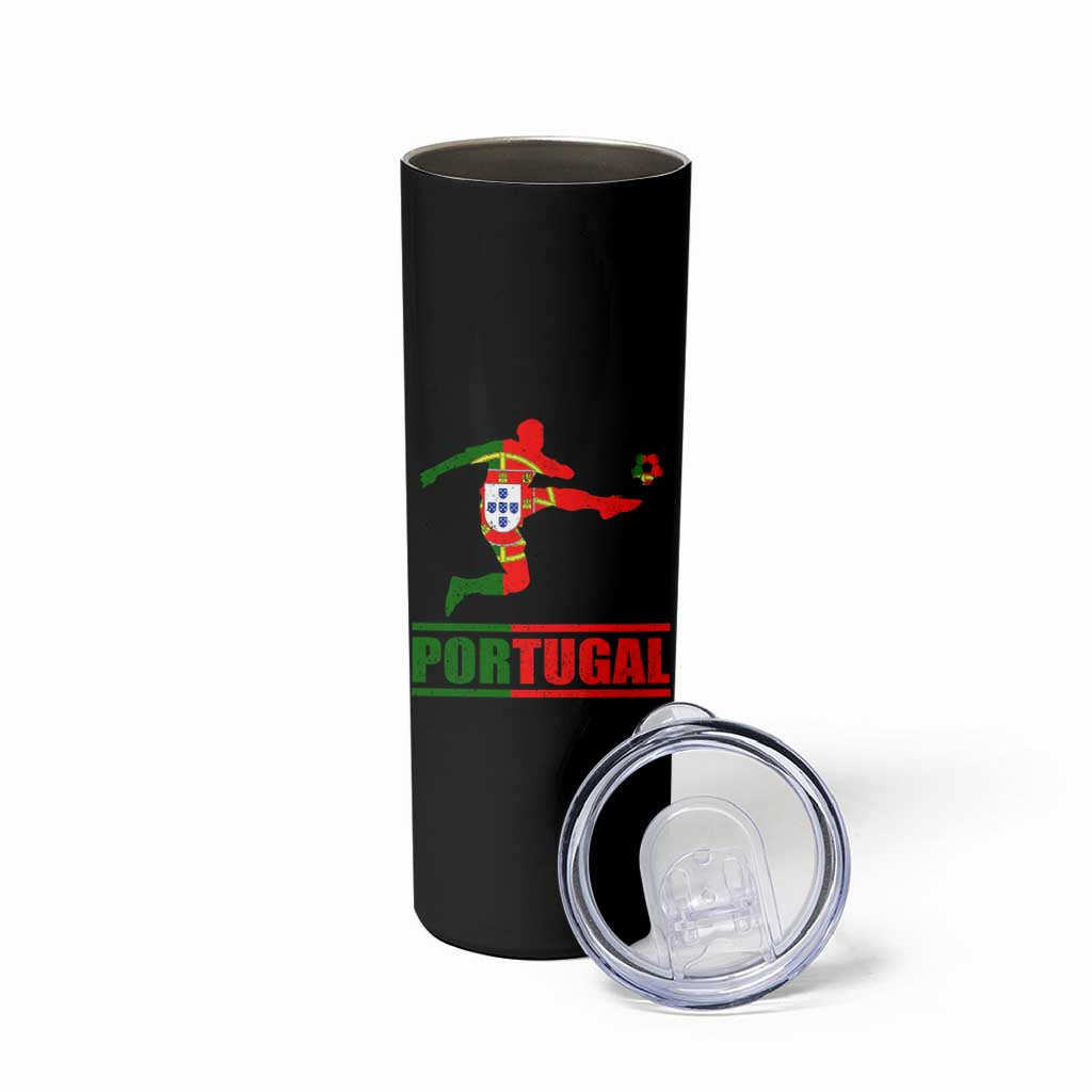 Portugal Soccer Skinny Tumbler Portuguese Flag Futebol Football Player - Wonder Print Shop
