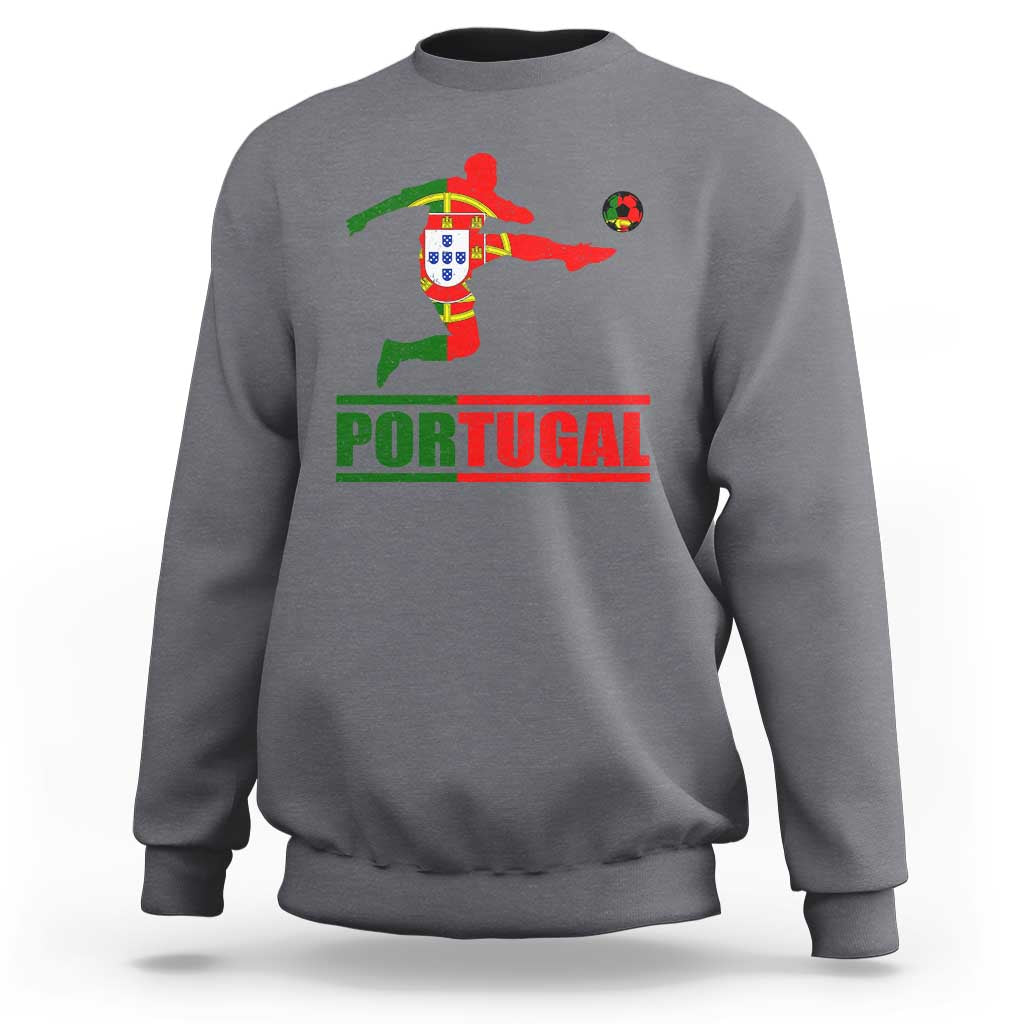 Portugal Soccer Sweatshirt Portuguese Flag Futebol Football Player - Wonder Print Shop