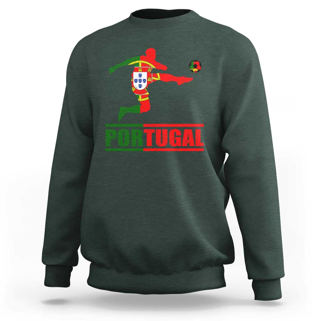 Portugal Soccer Sweatshirt Portuguese Flag Futebol Football Player - Wonder Print Shop