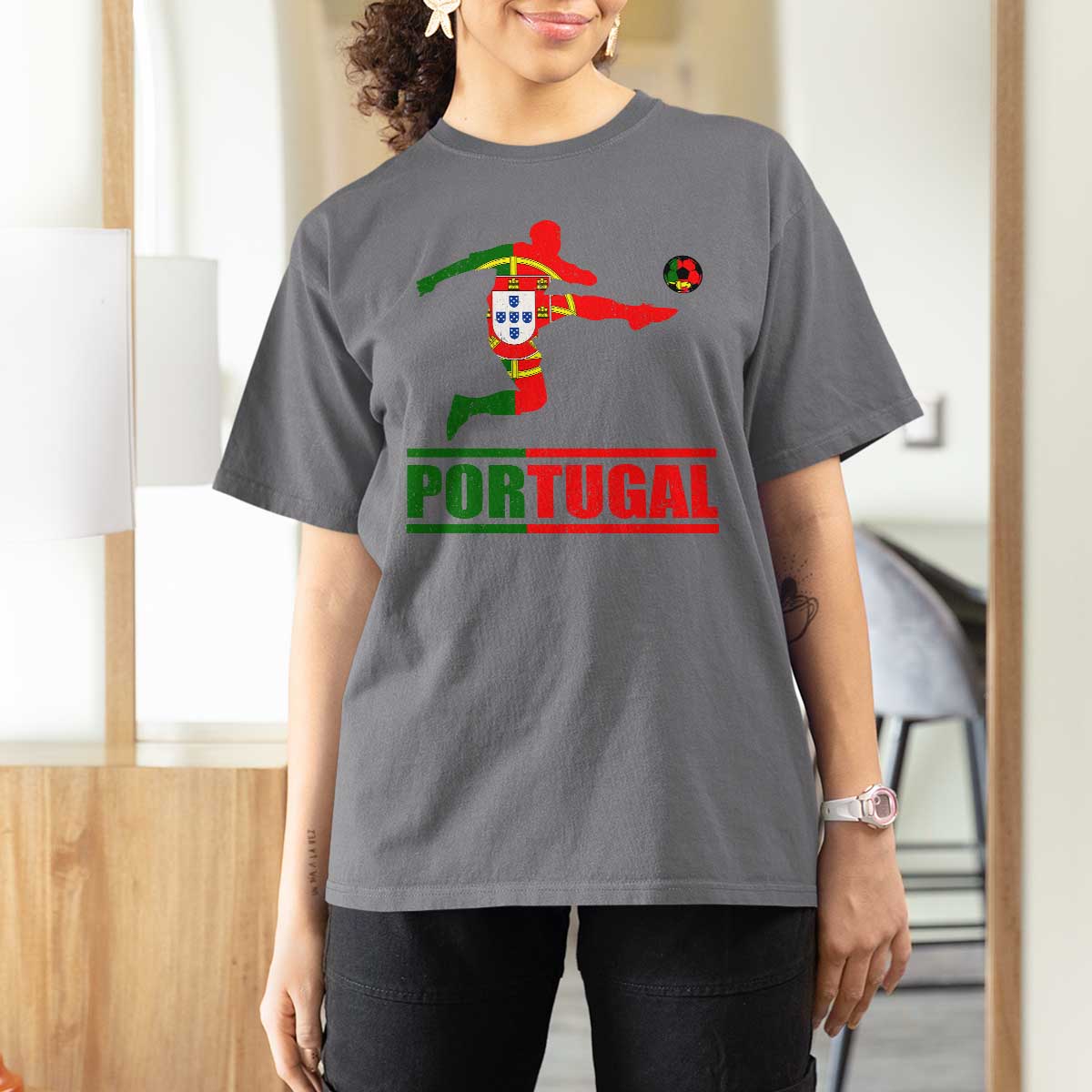 Portugal Soccer T Shirt For Women Portuguese Flag Futebol Football Player - Wonder Print Shop