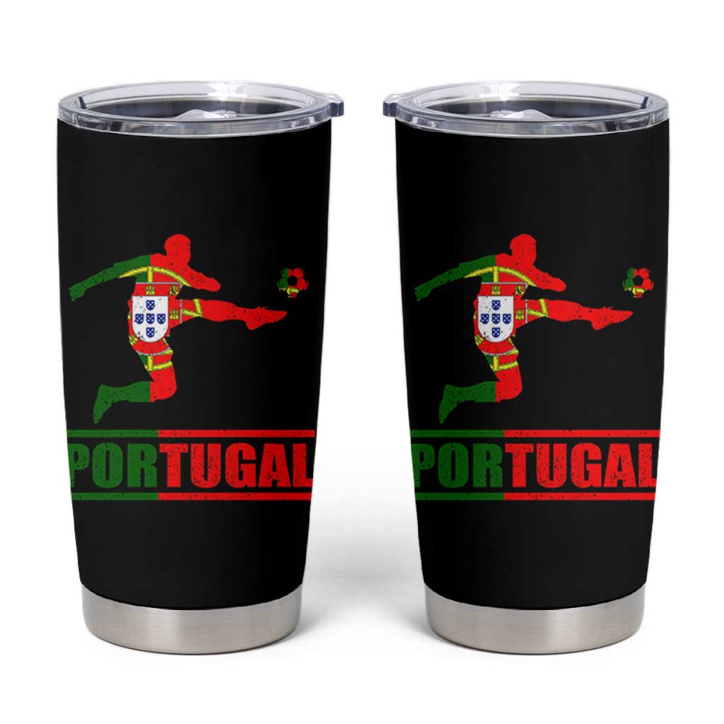 Portugal Soccer Tumbler Cup Portuguese Flag Futebol Football Player - Wonder Print Shop