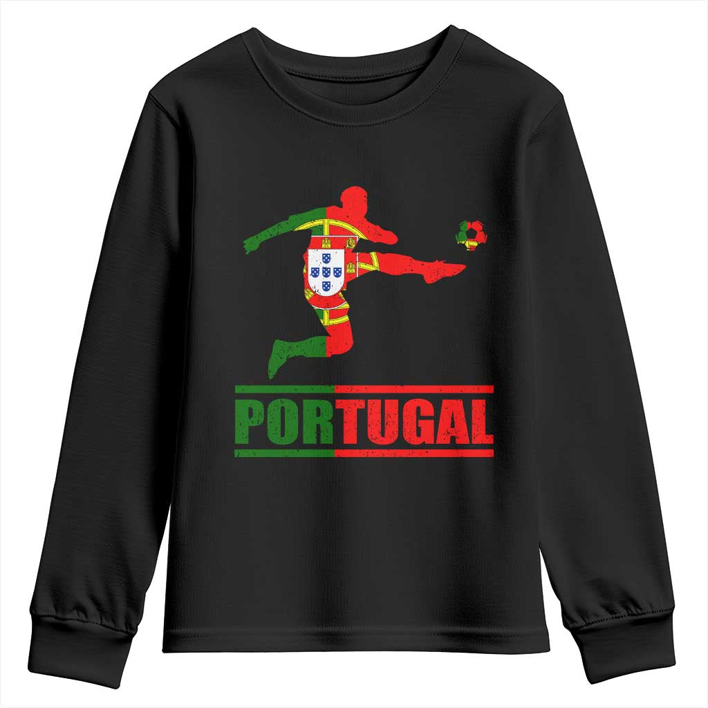 Portugal Soccer Youth Sweatshirt Portuguese Flag Futebol Football Player - Wonder Print Shop