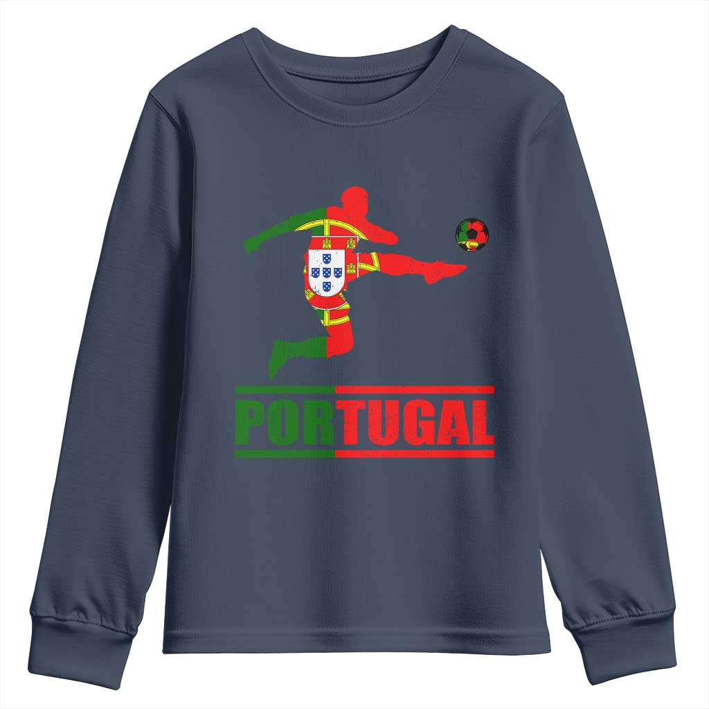 Portugal Soccer Youth Sweatshirt Portuguese Flag Futebol Football Player - Wonder Print Shop