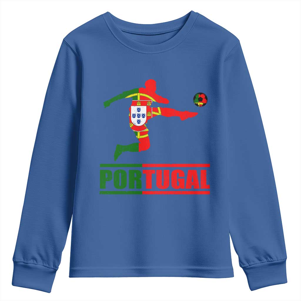 Portugal Soccer Youth Sweatshirt Portuguese Flag Futebol Football Player - Wonder Print Shop