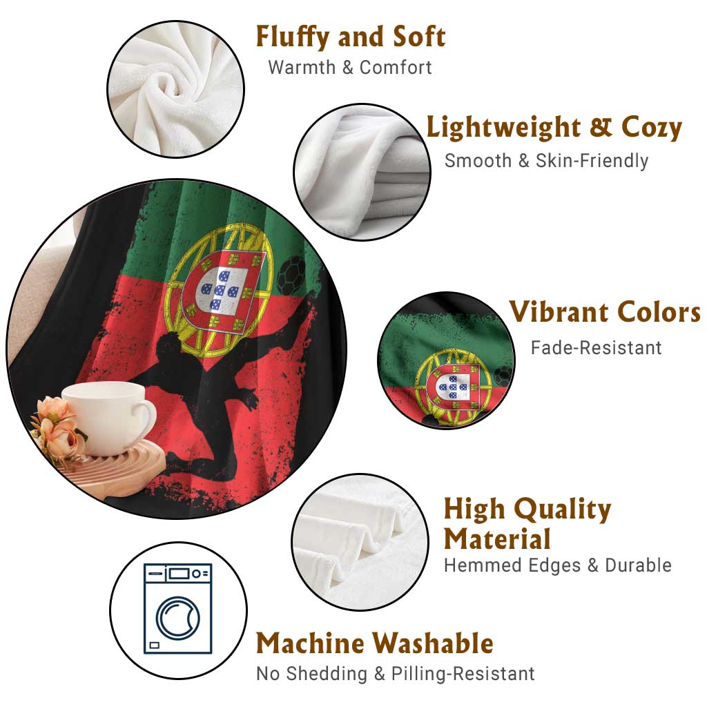 Portugal Soccer Throw Blanket Portuguese Flag Futebol Football Fan - Wonder Print Shop