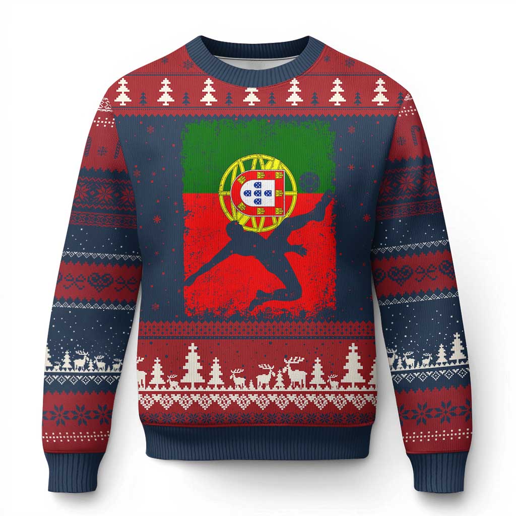 Portugal Soccer Ugly Christmas Sweater Portuguese Flag Futebol Football Fan - Wonder Print Shop