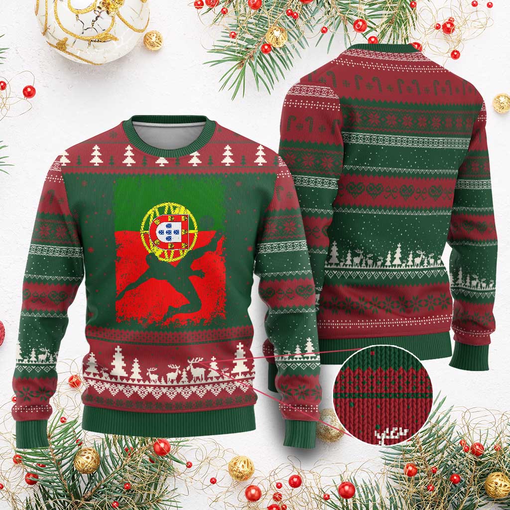 Portugal Soccer Ugly Christmas Sweater Portuguese Flag Futebol Football Fan - Wonder Print Shop