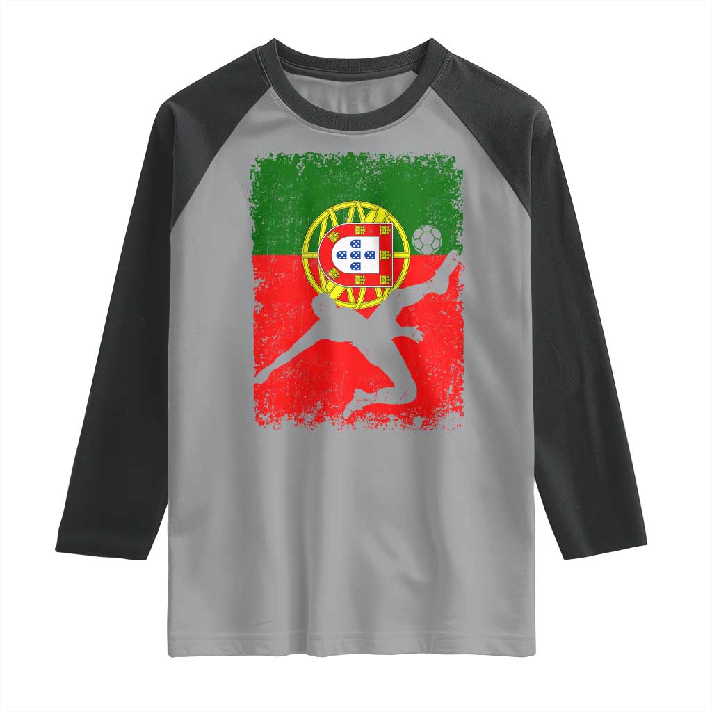 Portugal Soccer Raglan Shirt Portuguese Flag Futebol Football Fan - Wonder Print Shop
