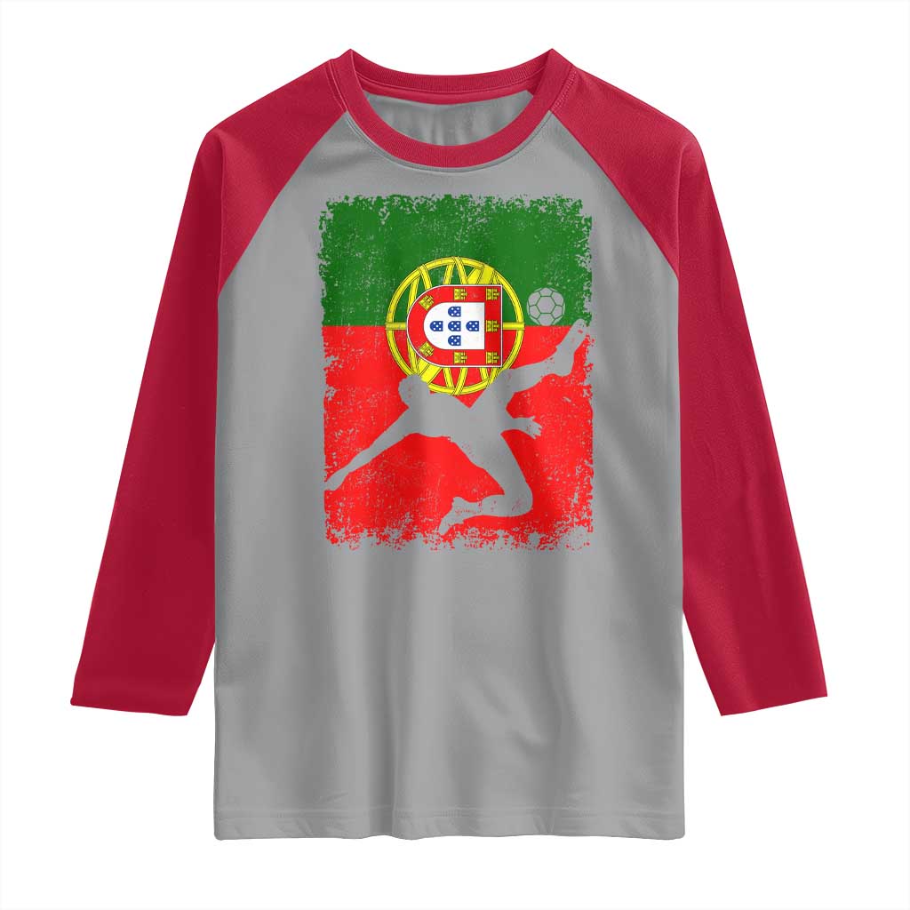 Portugal Soccer Raglan Shirt Portuguese Flag Futebol Football Fan - Wonder Print Shop