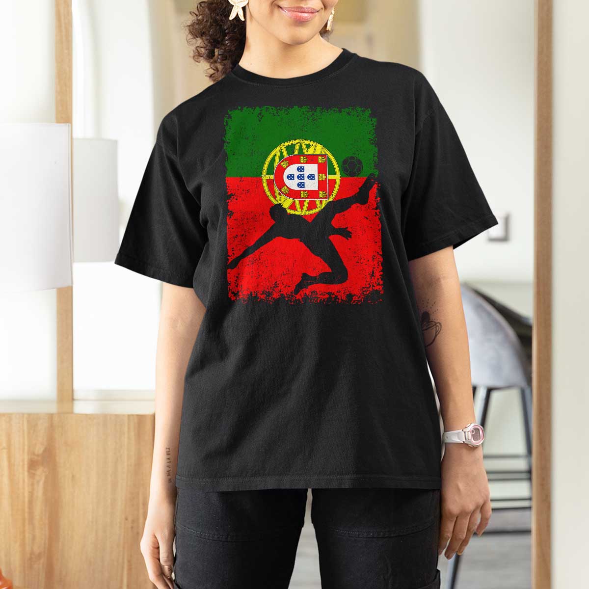Portugal Soccer T Shirt For Women Portuguese Flag Futebol Football Fan - Wonder Print Shop
