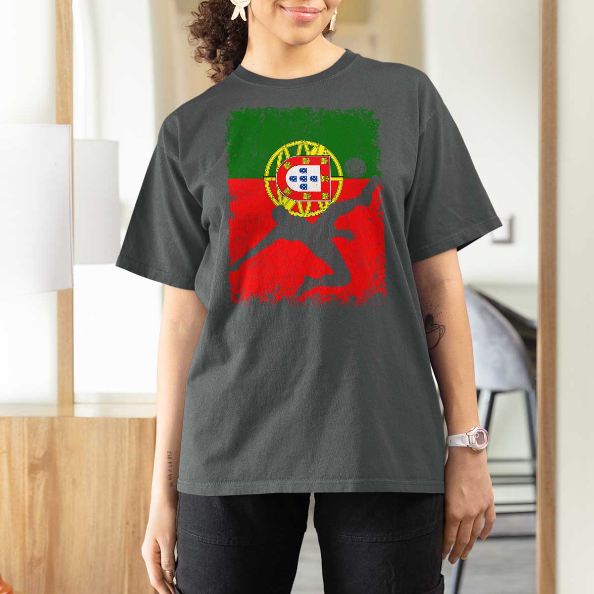 Portugal Soccer T Shirt For Women Portuguese Flag Futebol Football Fan - Wonder Print Shop