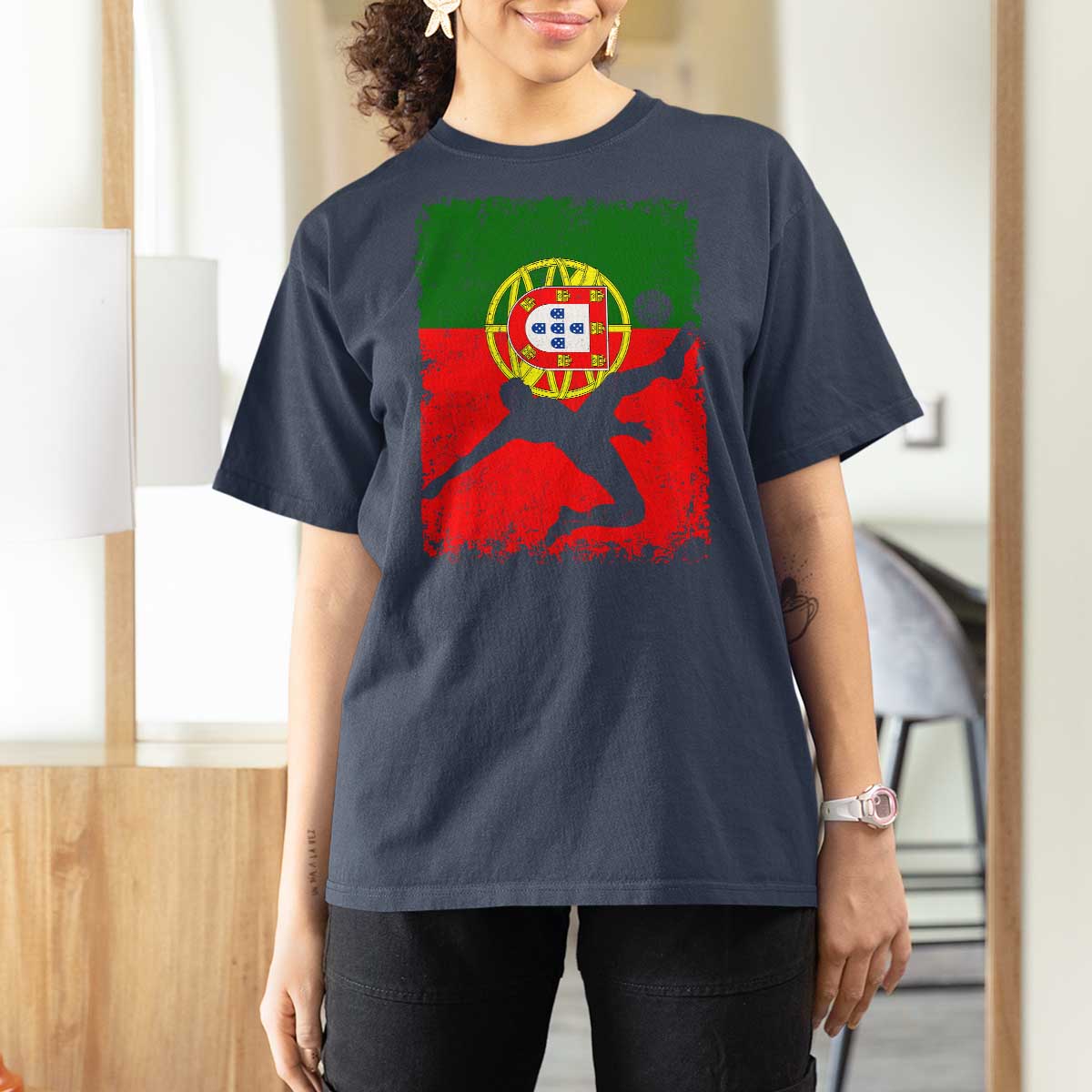 Portugal Soccer T Shirt For Women Portuguese Flag Futebol Football Fan - Wonder Print Shop