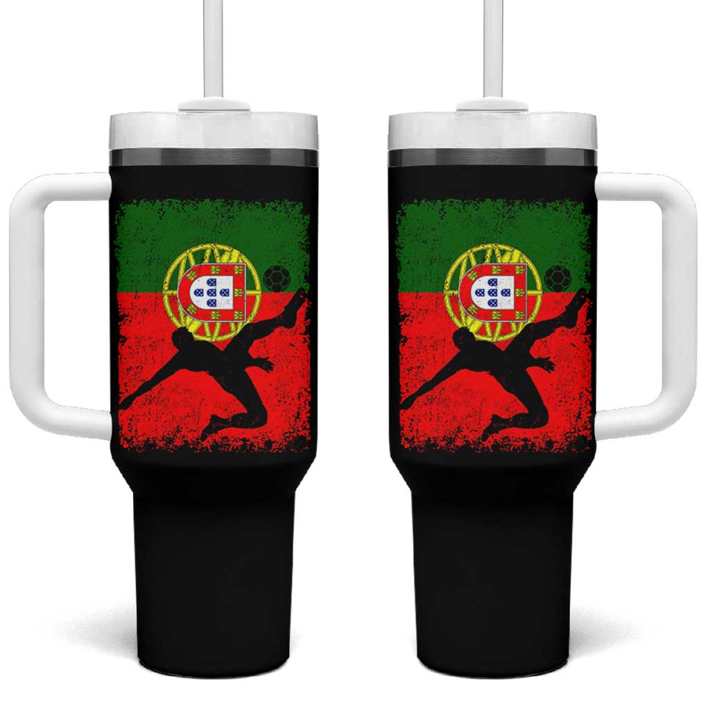 Portugal Soccer Tumbler With Handle Portuguese Flag Futebol Football Fan - Wonder Print Shop