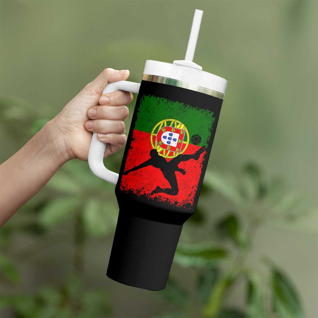 Portugal Soccer Tumbler With Handle Portuguese Flag Futebol Football Fan - Wonder Print Shop