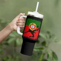 Portugal Soccer Tumbler With Handle Portuguese Flag Futebol Football Fan - Wonder Print Shop