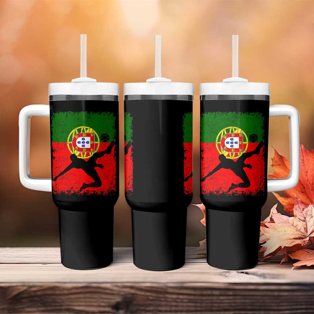 Portugal Soccer Tumbler With Handle Portuguese Flag Futebol Football Fan - Wonder Print Shop