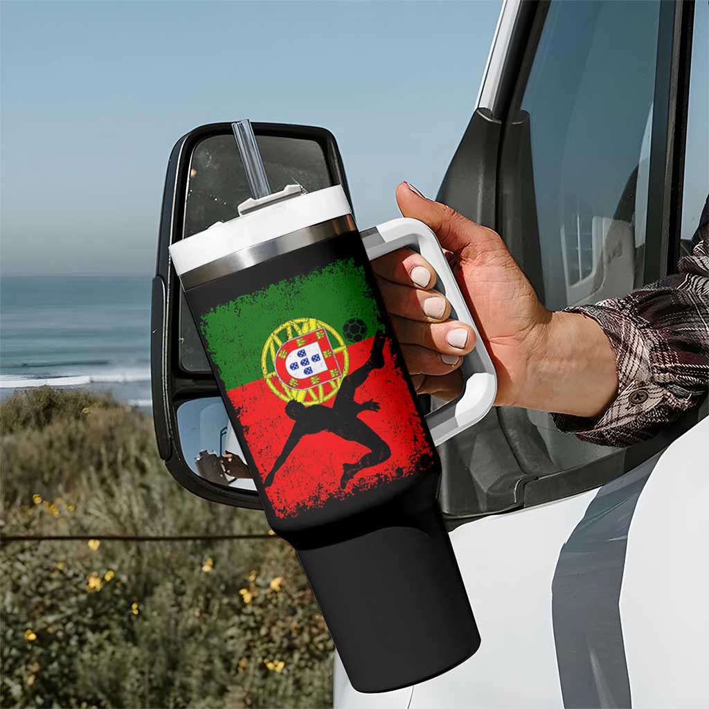 Portugal Soccer Tumbler With Handle Portuguese Flag Futebol Football Fan - Wonder Print Shop