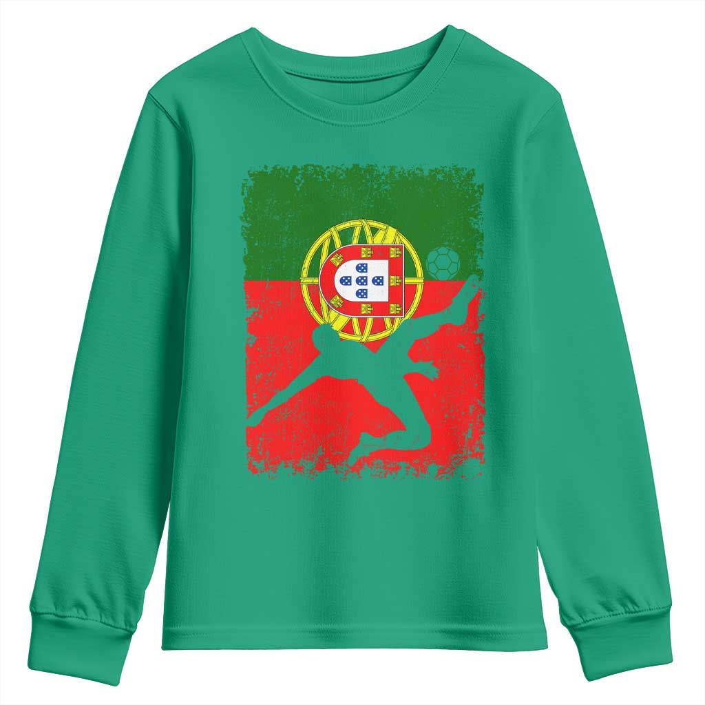 Portugal Soccer Youth Sweatshirt Portuguese Flag Futebol Football Fan - Wonder Print Shop