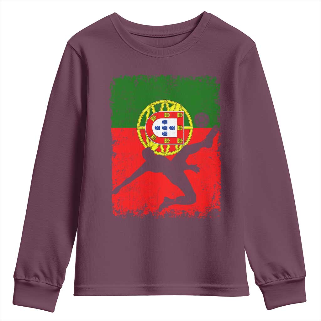Portugal Soccer Youth Sweatshirt Portuguese Flag Futebol Football Fan - Wonder Print Shop