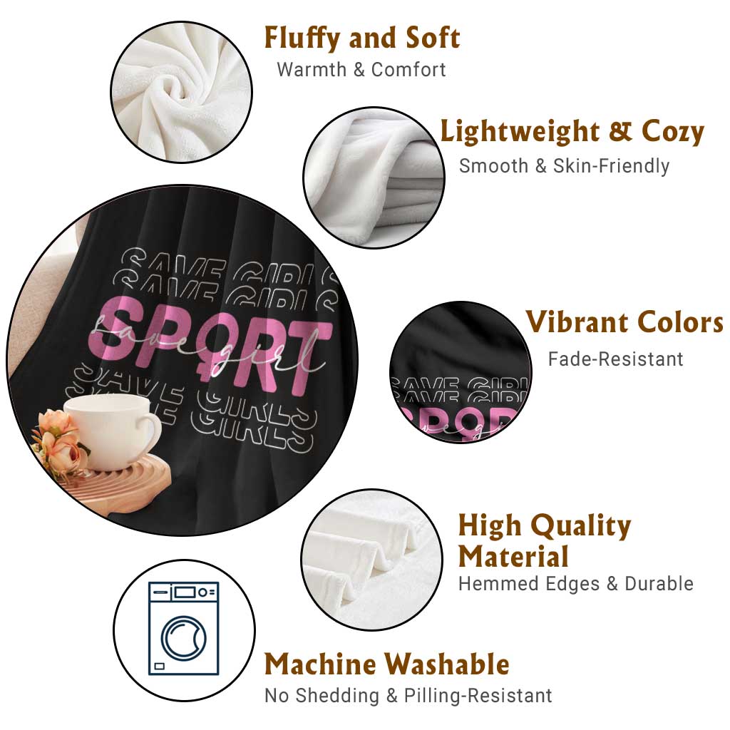 Save Girls Sports Throw Blanket Feminist Body Positivity Inclusive Equality - Wonder Print Shop