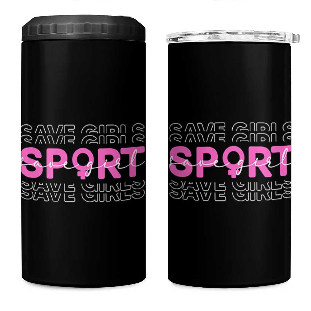 Save Girls Sports 4 in 1 Can Cooler Tumbler Feminist Body Positivity Inclusive Equality - Wonder Print Shop