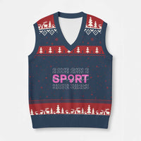 Save Girls Sports V-Neck Knit Sweater Vest Feminist Body Positivity Inclusive Equality - Wonder Print Shop