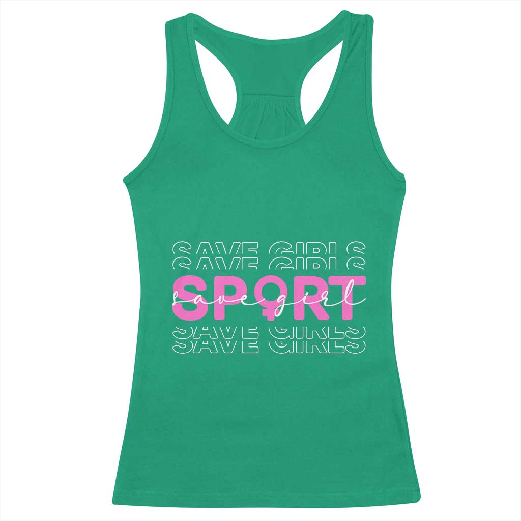 Save Girls Sports Racerback Tank Top Feminist Body Positivity Inclusive Equality - Wonder Print Shop